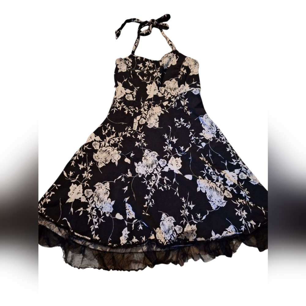 Halter Rockabilly Pin-Up Floral Dress Size Medium Large